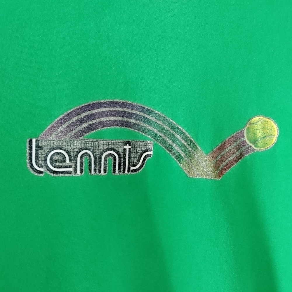 Green cotton t-shirt Tennis M - Picture 2 of 6